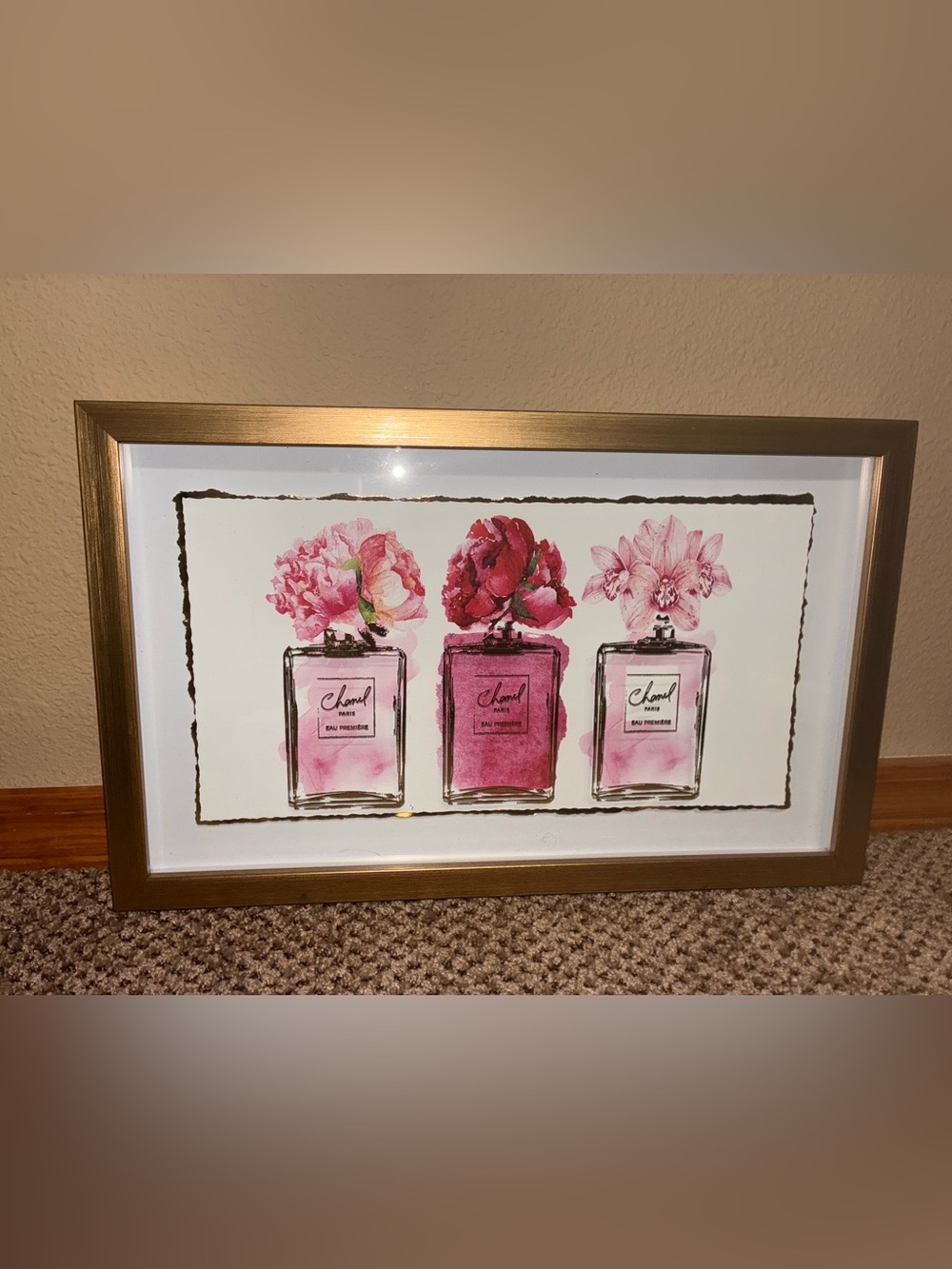 Chanel Perfume Wall Art - multidimensional glass w/ gold accents 17.75x11 in. - Picture 6 of 6